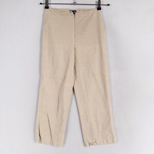 Paper Doll Pants Womens 5/6 Beige Natural Linen Blend Straight Leg Crop Stretch